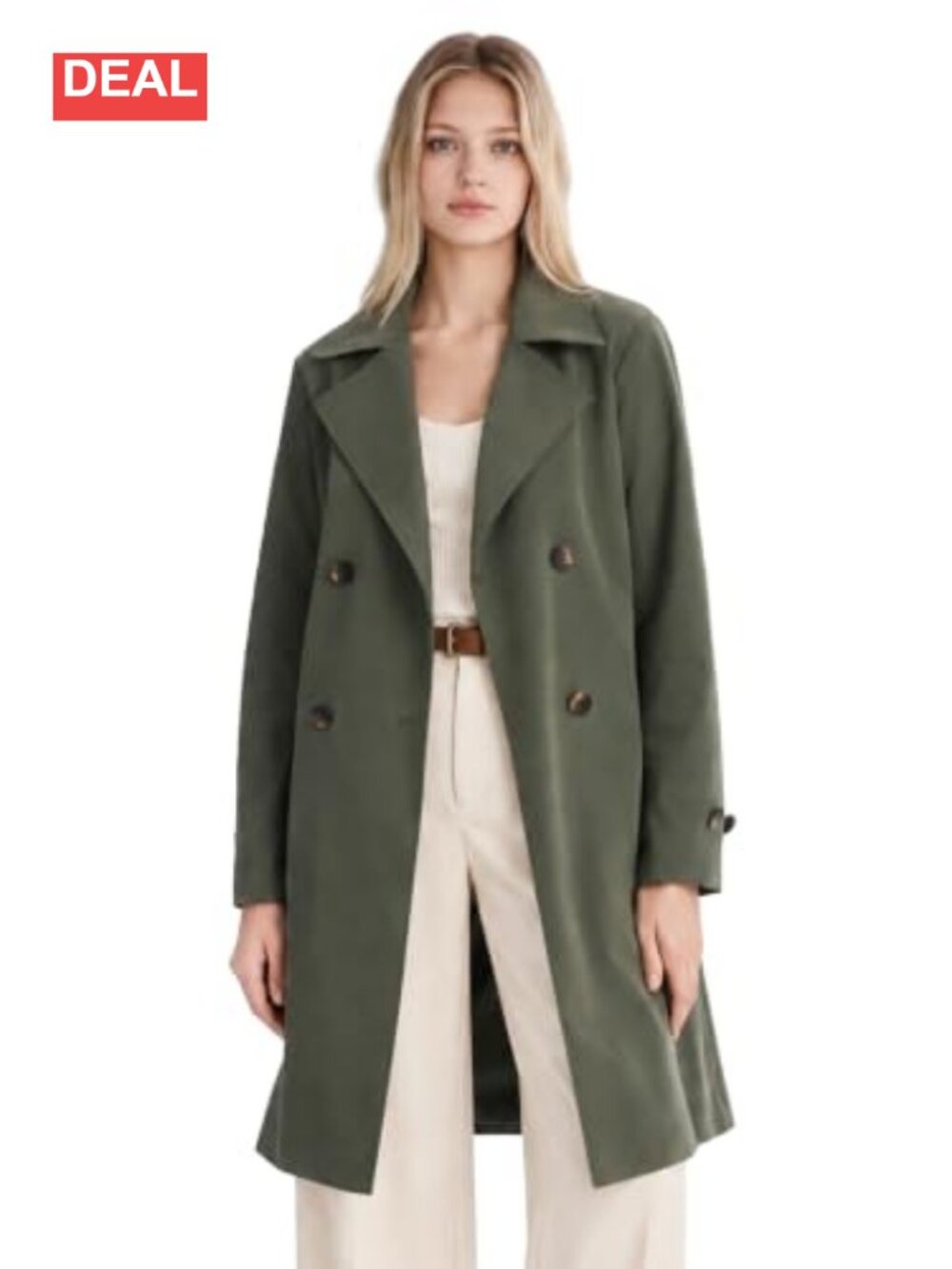 Orolay Women's Double Breasted Trench Coat Lapel Collar Long